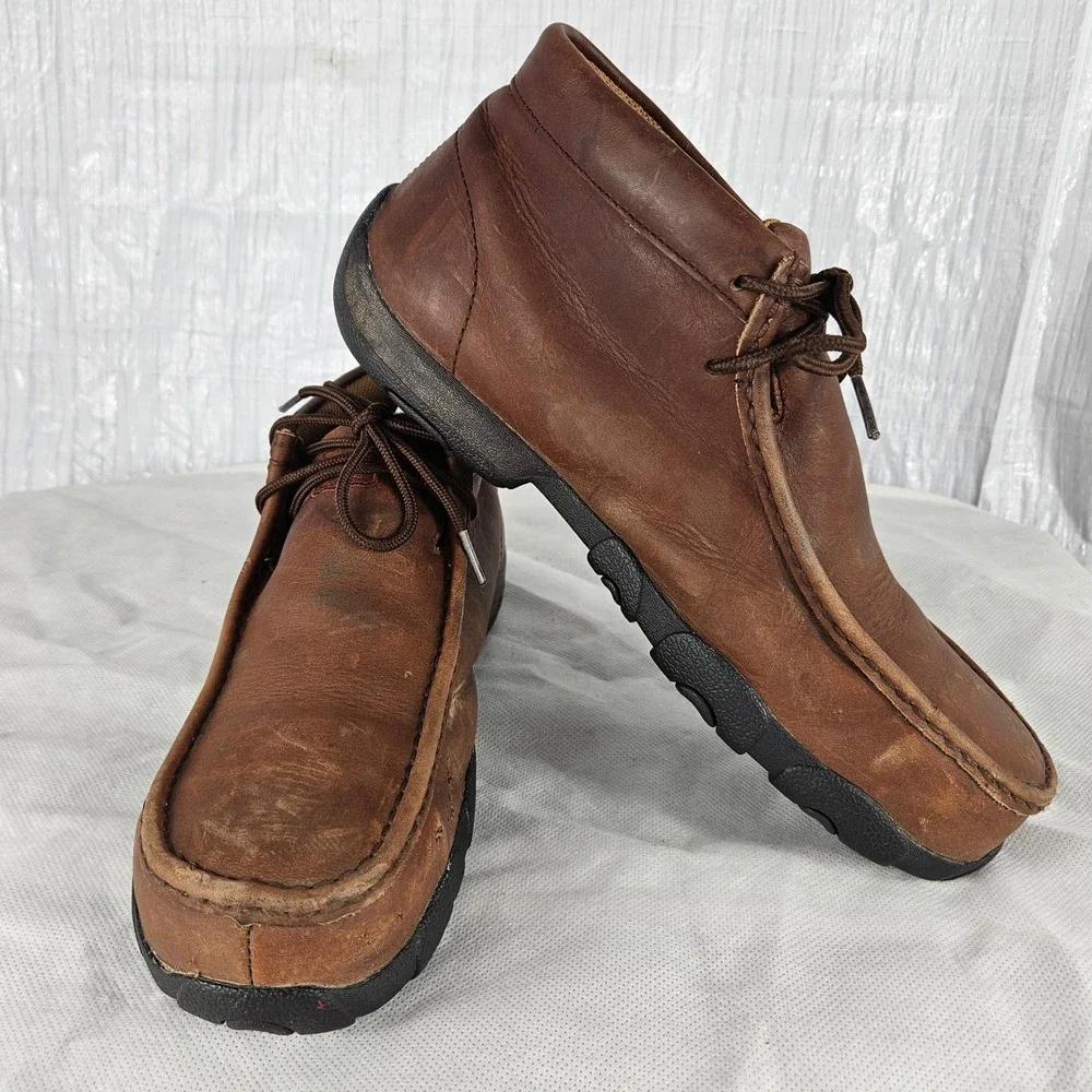 Twisted X Men's 9.5M Moc Chukka Driving Steel-Toe Boots Shoes Brown Leather